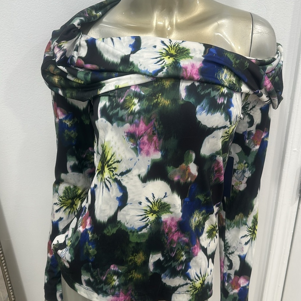 RACHEL ROY Top Blouse Womens M Cold Off The Shoulder Floral Long Sleeve NWT